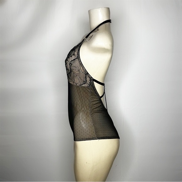 Black Sexy Mesh & Lace Bodysuit, Size S - Picture 2 of 7